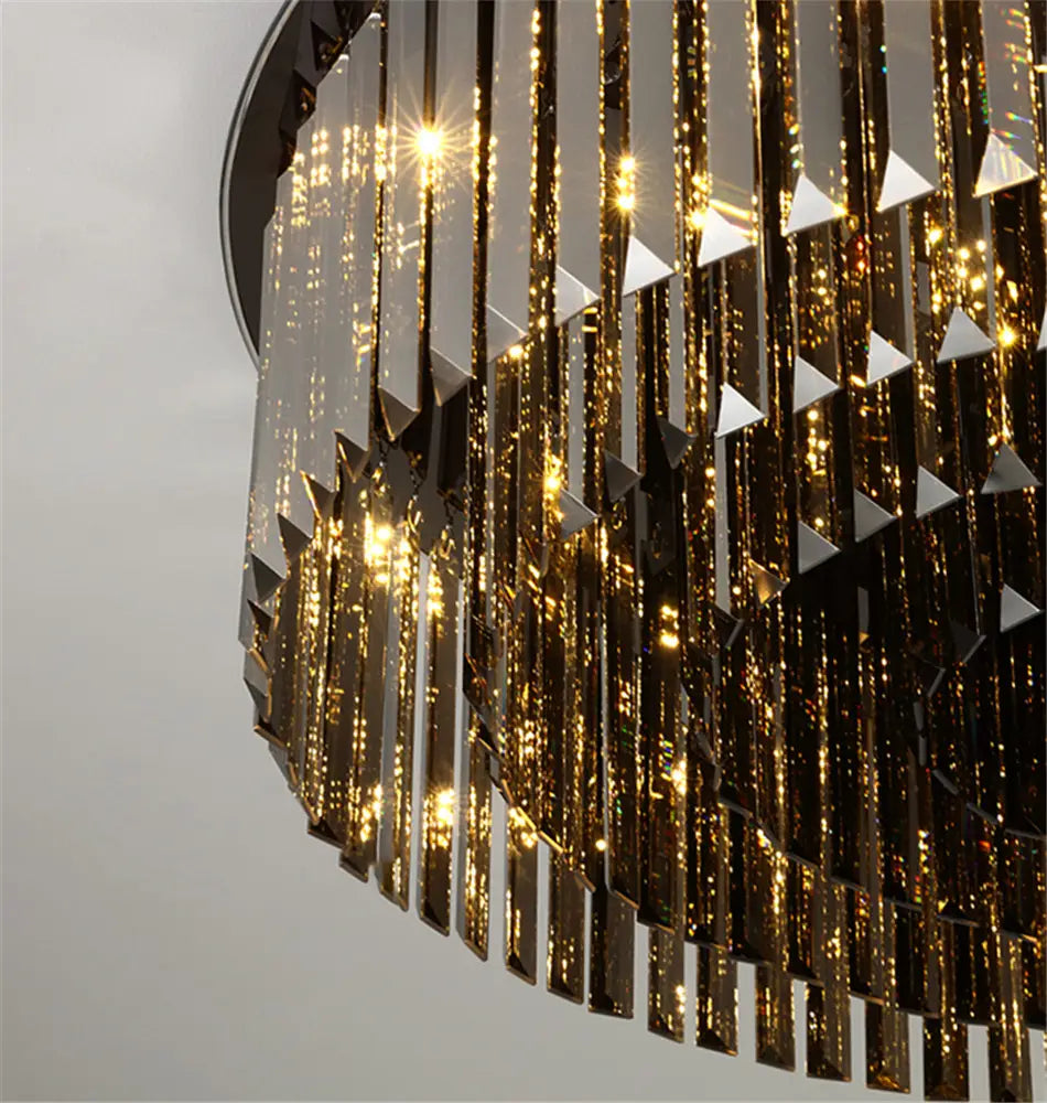 Modern crystal chandelier for ceiling luxury round smoky