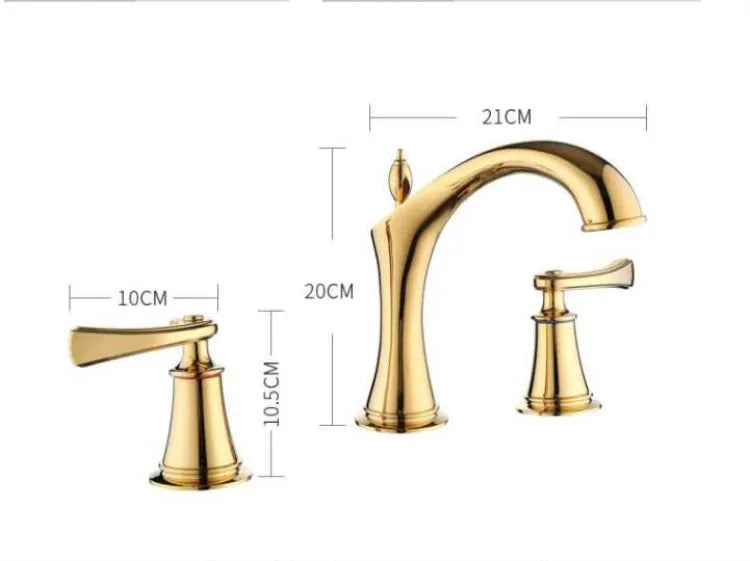 Basin Faucet Widespread American Style Classical Gold Brass