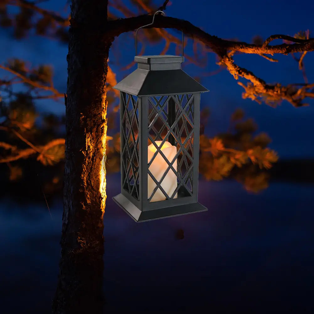 Retro Solar Powered Lamp Hanging Lanterns Warm light Hollow