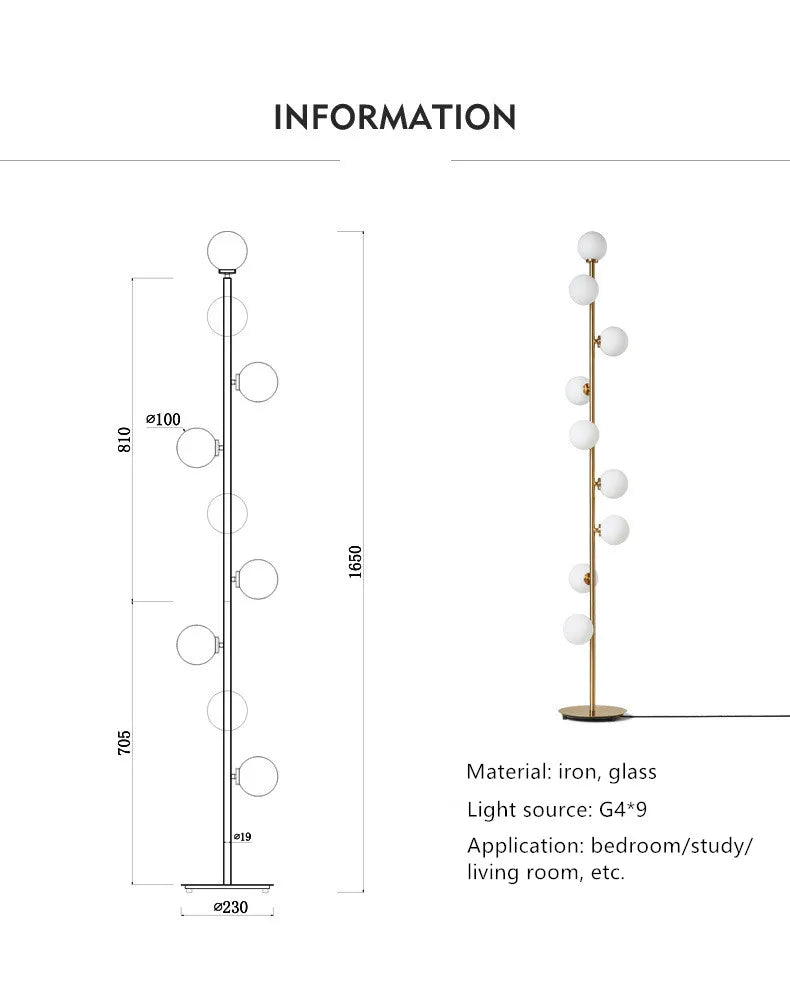 Modern Led Floor Lamp Glass Ball Gold Floor Lamps For Living