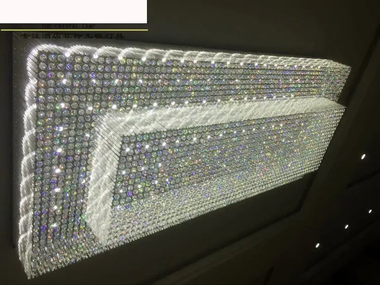 Custom Rectangular LED Chandelier for Hotel Lobbies