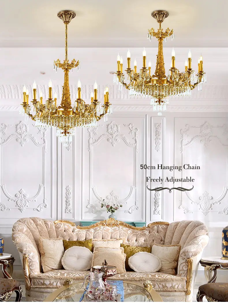 European Style Luxury Lighting Copper Crystal Chandelier