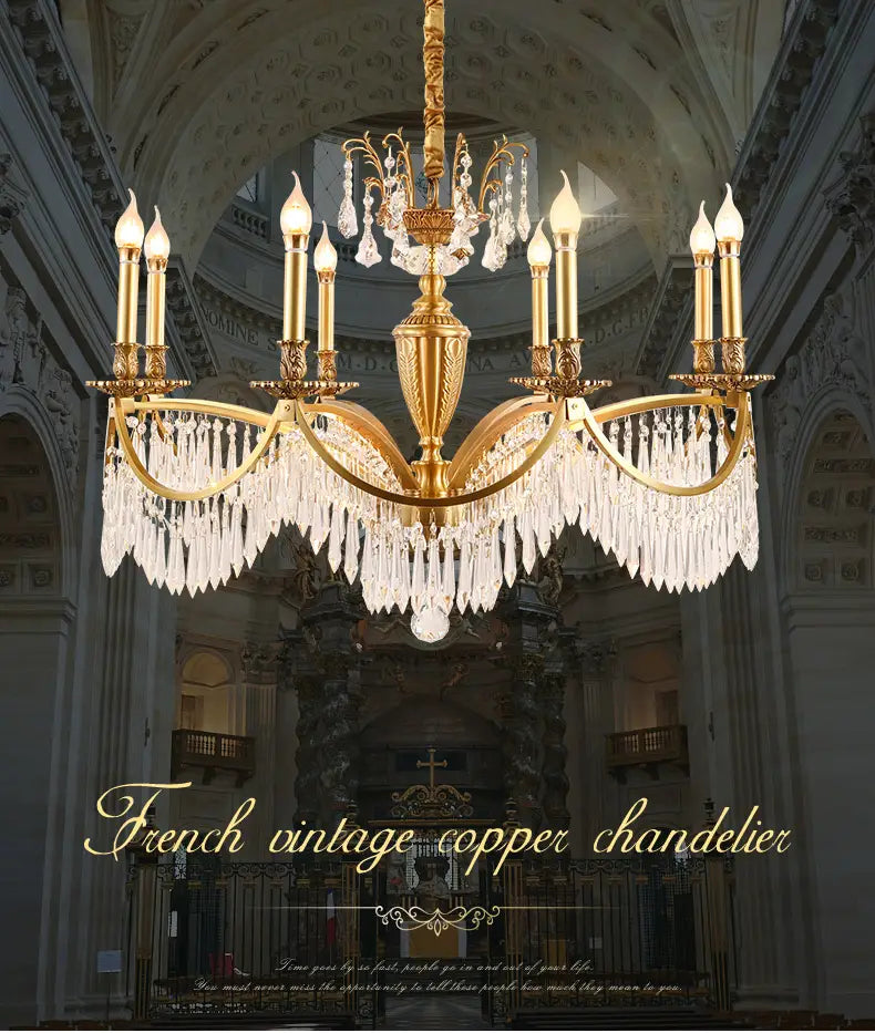 Rococo Pendant Light Brass Dining Hanging Lamp European