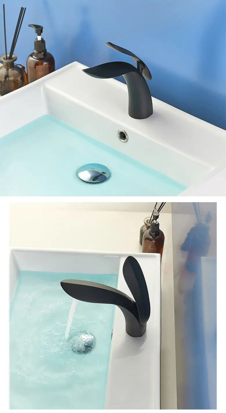 Basin Faucet Modern Bathroom Mixer Tap Black/Chrome Wash
