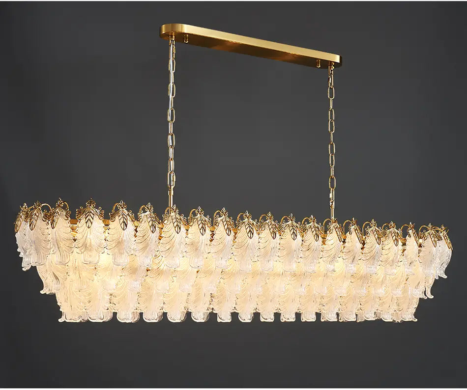 Luxury Gold Rectangle Chandelier - Modern LED Glass