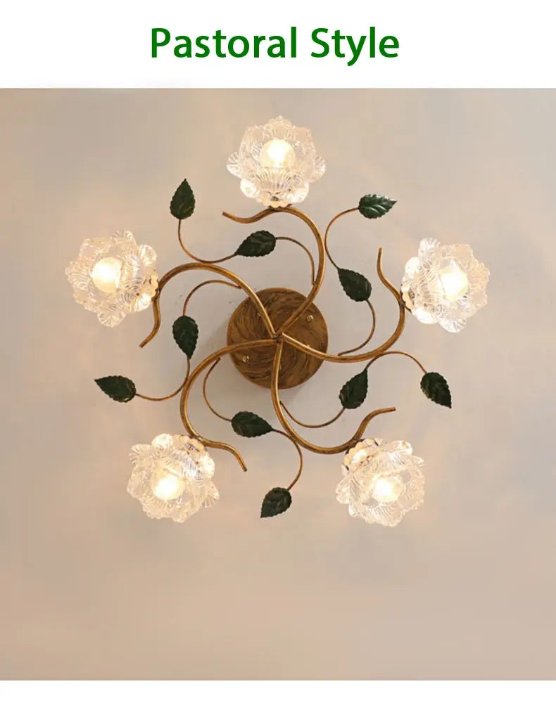 Bella European Vintage LED Ceiling Light - Green Plant