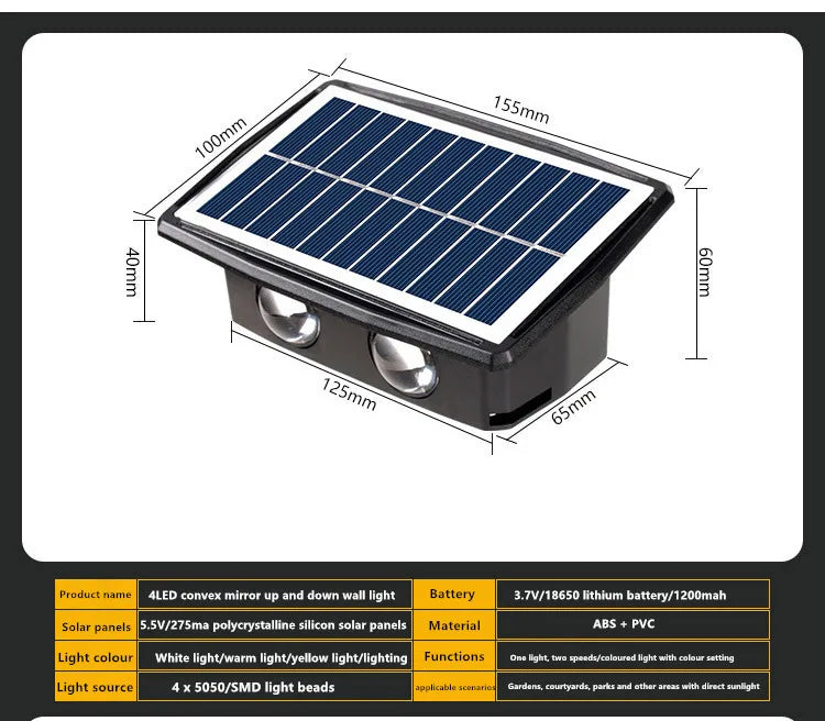 High Brightness Solar Wall Lamp Outdoor Waterproof Viewing