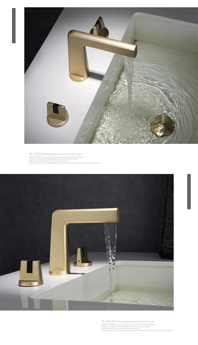 Brushed Gold Basin Faucet Total Brass Black Bathroom Faucet