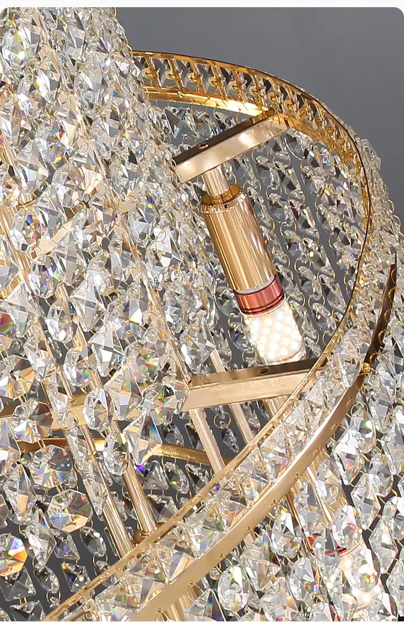 Opulent Large Golden Crystal Chandelier - Elevate Your High