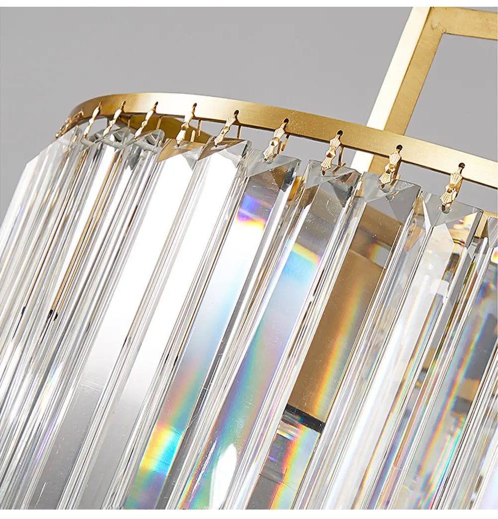 Copper Crystal Grandeur: Rectangular LED Crystal Chandeliers