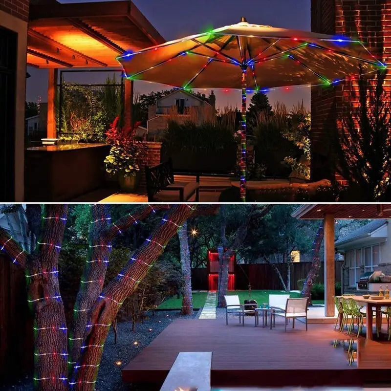 32m 300leds Solar Powered Led Rope Strip Lights Outdoor
