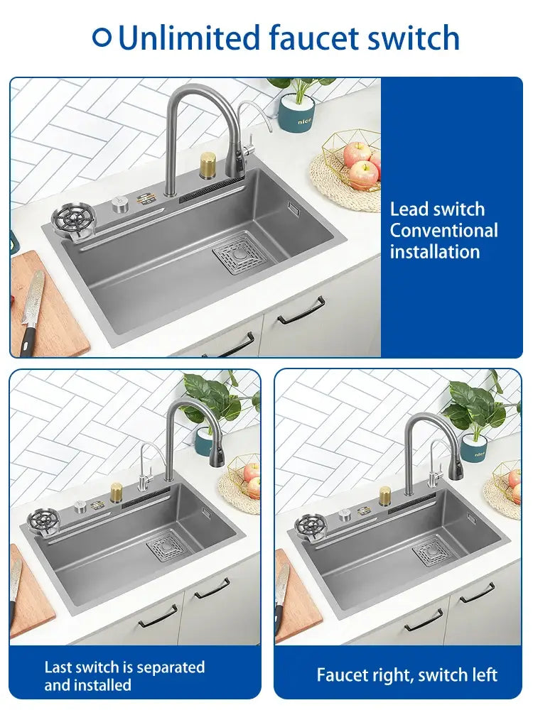 Kitchen Sink 304 Stainless Steel Large Single Slot