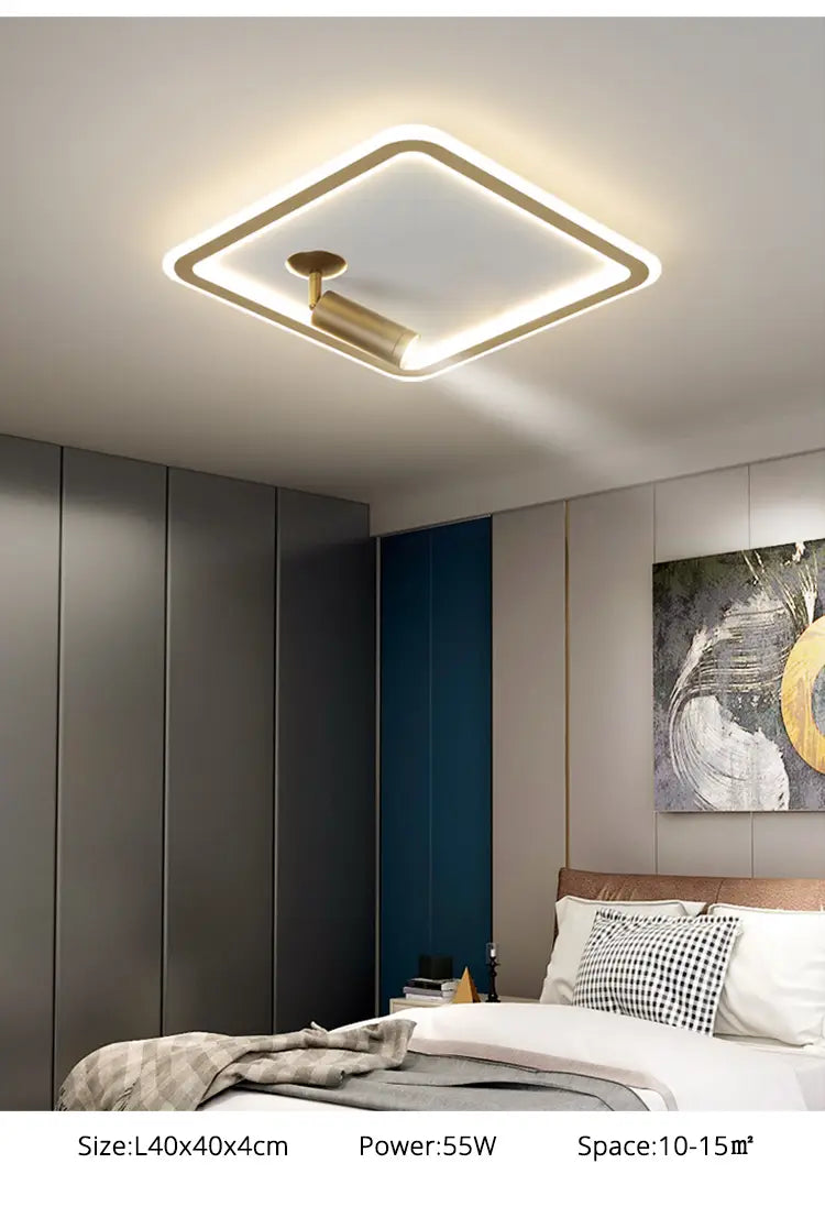 Modern square Led Chandelier With spotlights For Bedroom