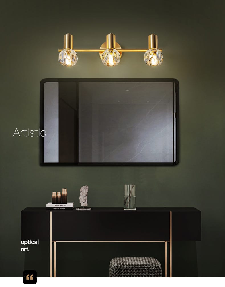 Modern Copper Crystal Mirror Light Luxury Gold Simple