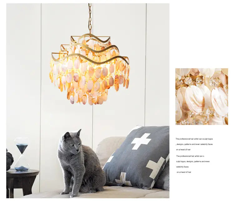 Ac90-260v White Capiz Pendant Lamp Seashell Chandeliers