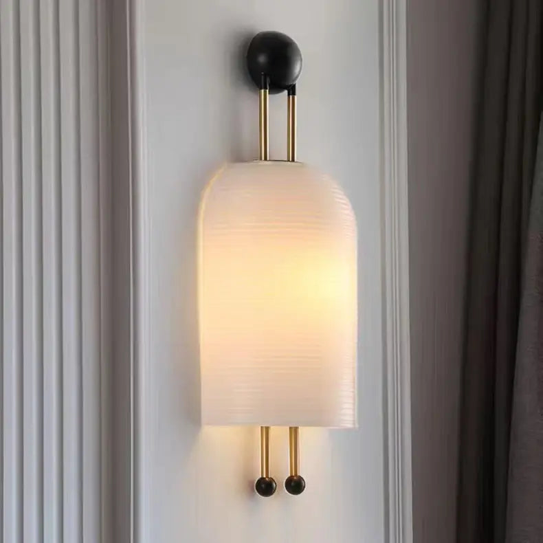 New Style White Glass Wall Lamp E27 Bulb For Bedroom Parlor