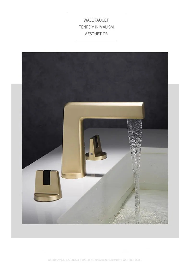 Brushed Gold Basin Faucet Total Brass Black Bathroom Faucet