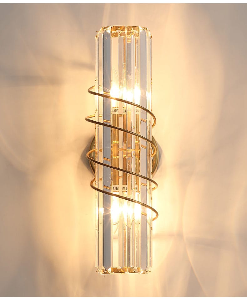 Modern Light Luxury Cylindrical Crystal Wall Lamp Living