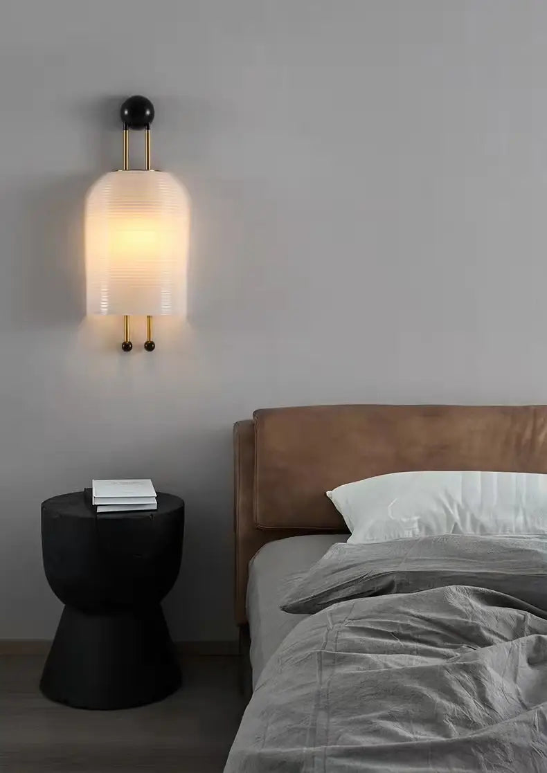 New Style White Glass Wall Lamp E27 Bulb For Bedroom Parlor