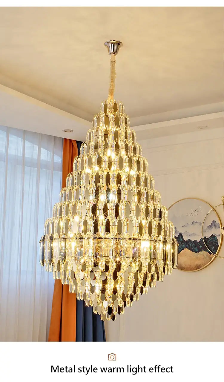 Large Chandelier Indoor Decorative Luxurious Golden Amber