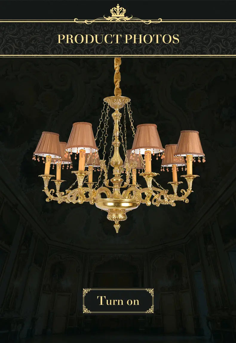 Fabric Lampshade Brass Lamp Ceiling Lights Modern Pendant