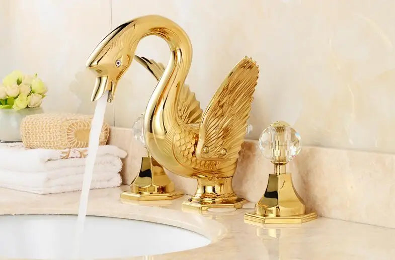 Basin Faucet Widespread Hot and Cold Swan Sink Faucet