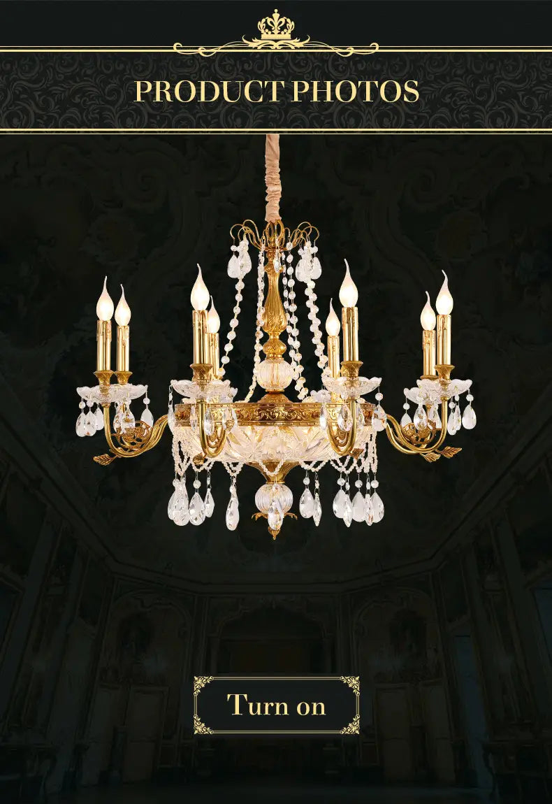 Luxury French Pendant Light Brass Pendant Lamp Gold