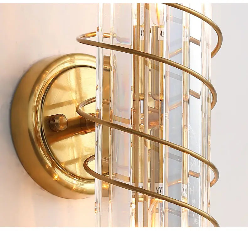 Modern Light Luxury Cylindrical Crystal Wall Lamp Living