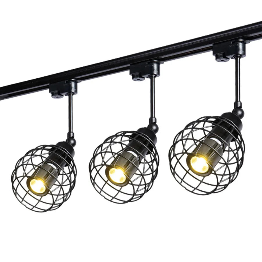 Retro Industrial E27 LED Track Light Spotlight - Adjustable,