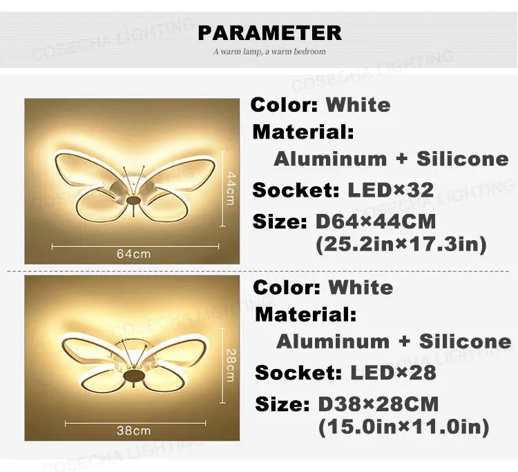 Butterfly Led Ceiling Light Modern White Color Ceiling Lamps