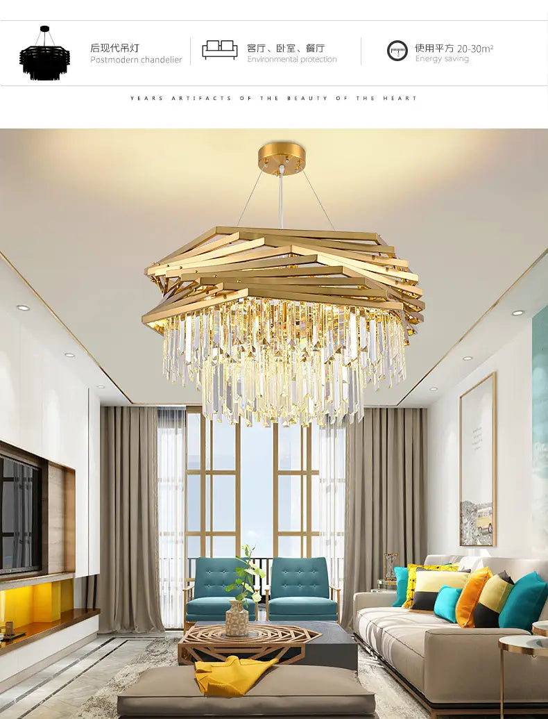 Modern Crystal Chandeliers / Gold Luxury Ceiling Chandelier