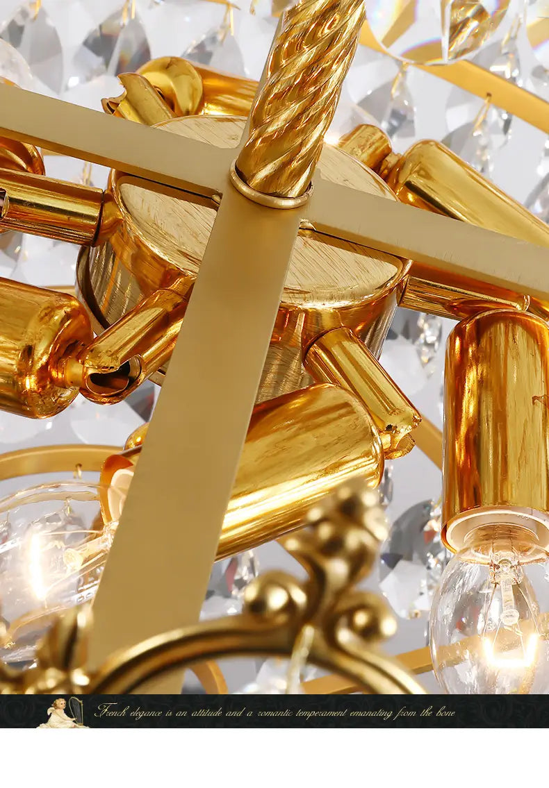 Baroque Royal Crown Crystal Pendant Lamp - Elegant Gold