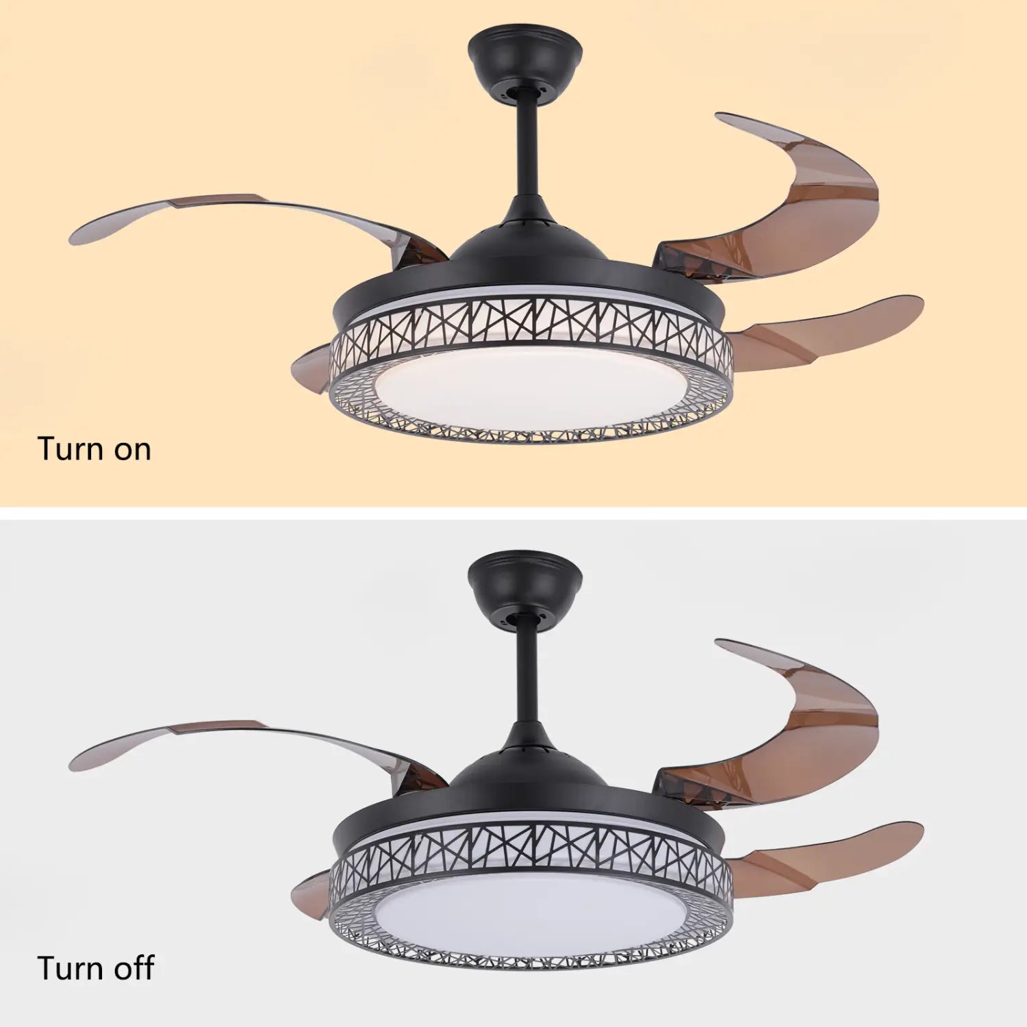 Contemporary Retractable Ceiling Fans with LED Light -