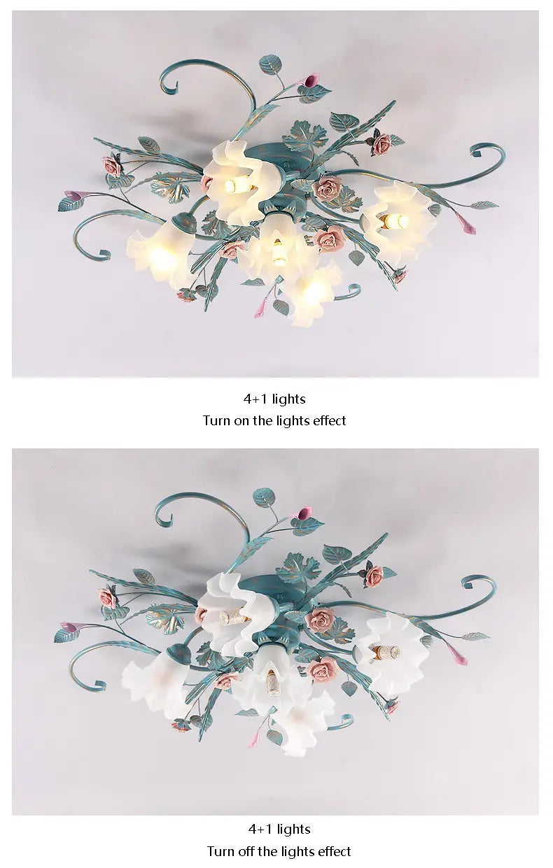 Enchanting Floral Ceiling Lights: Elegant Iron Princess