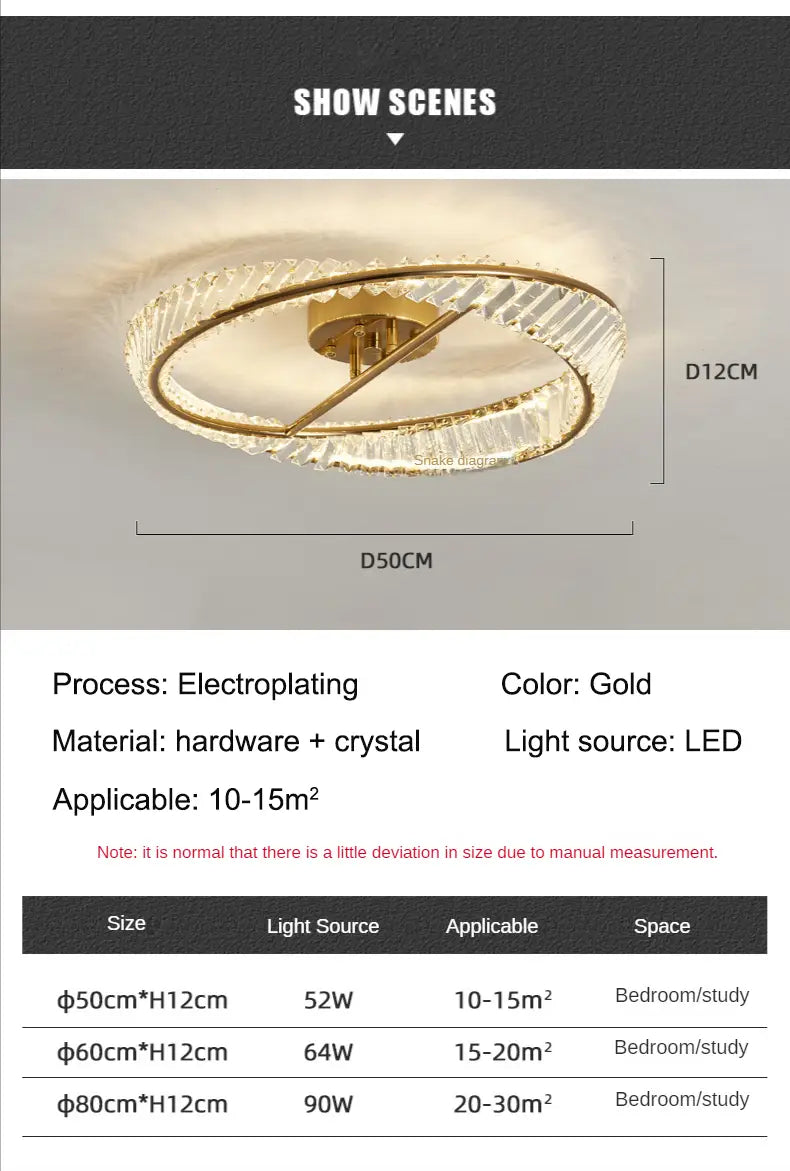 Modern Led Irregular Rings Ceiling Lamps Crystal Bedroom