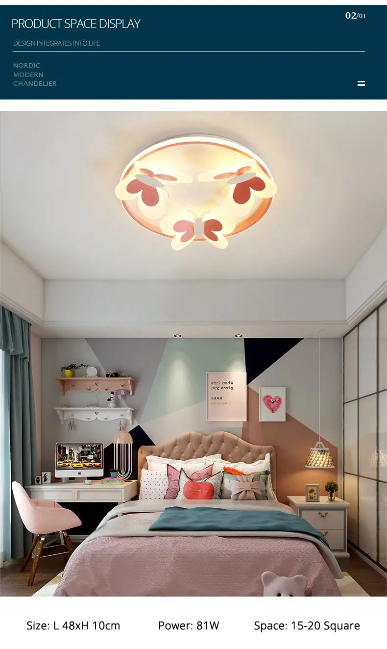 New Modern Butterfly Decorative LED Ceiling Lights Study
