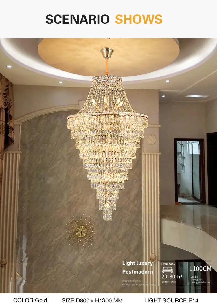 Superior Luxurious Iron Crystal Beaded Chandelier Hanging