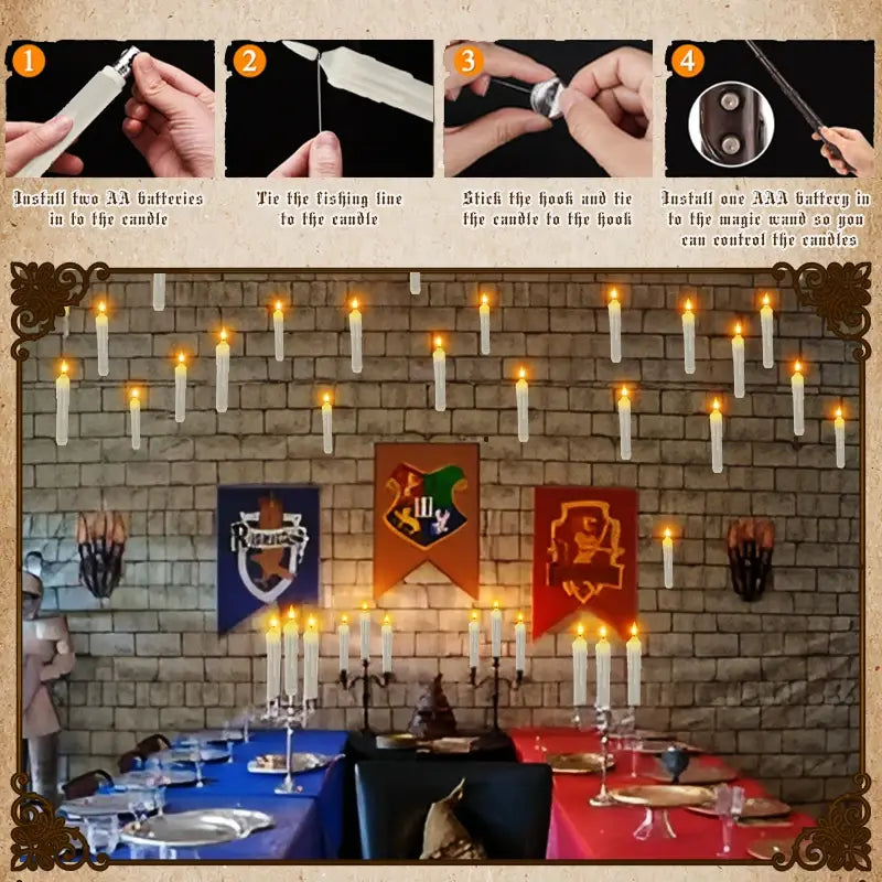 LED Flameless Floating Candle With Wand Magic Remote Control
