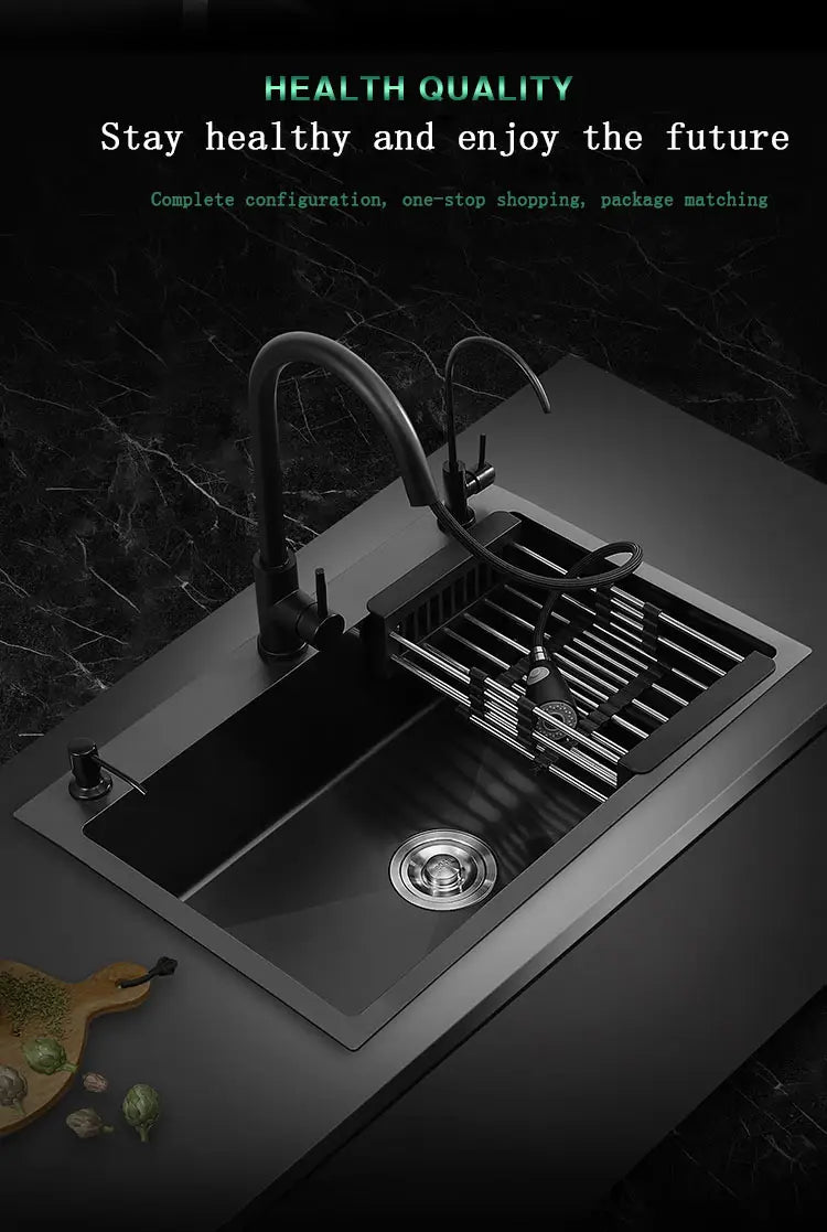 Black Stainless Steel Single Bowl Kitchen Single Sink