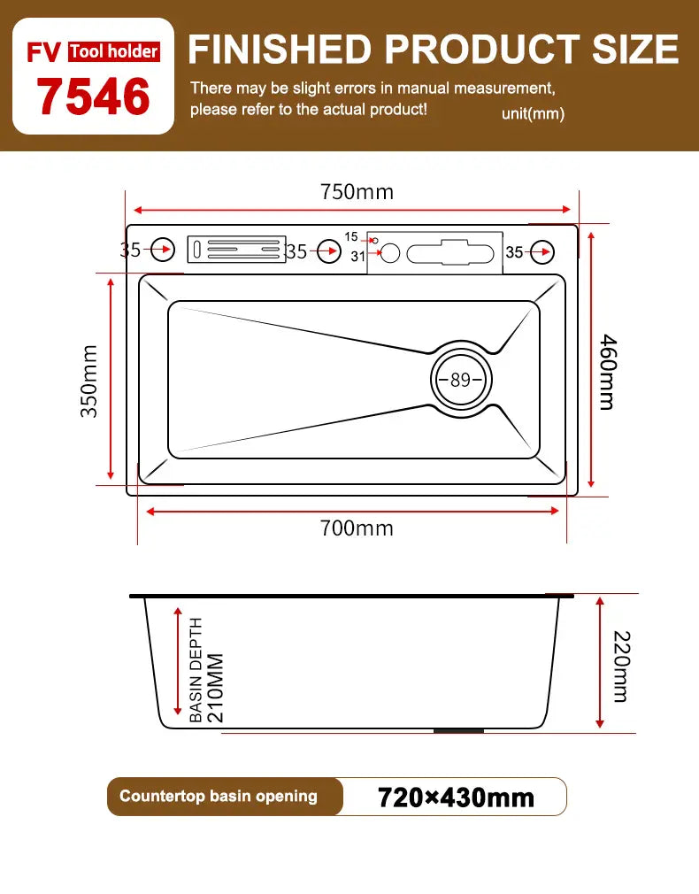 Digital Display Waterfall Sink Embossed Stainless Steel