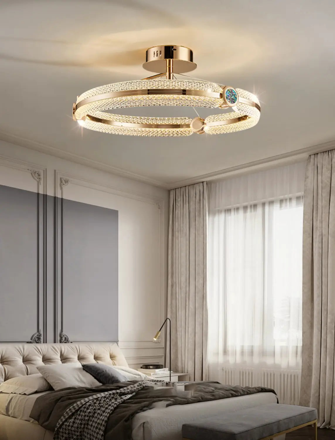 Modern Clear Glass Ceiling Lights Gold Metal For Parlor