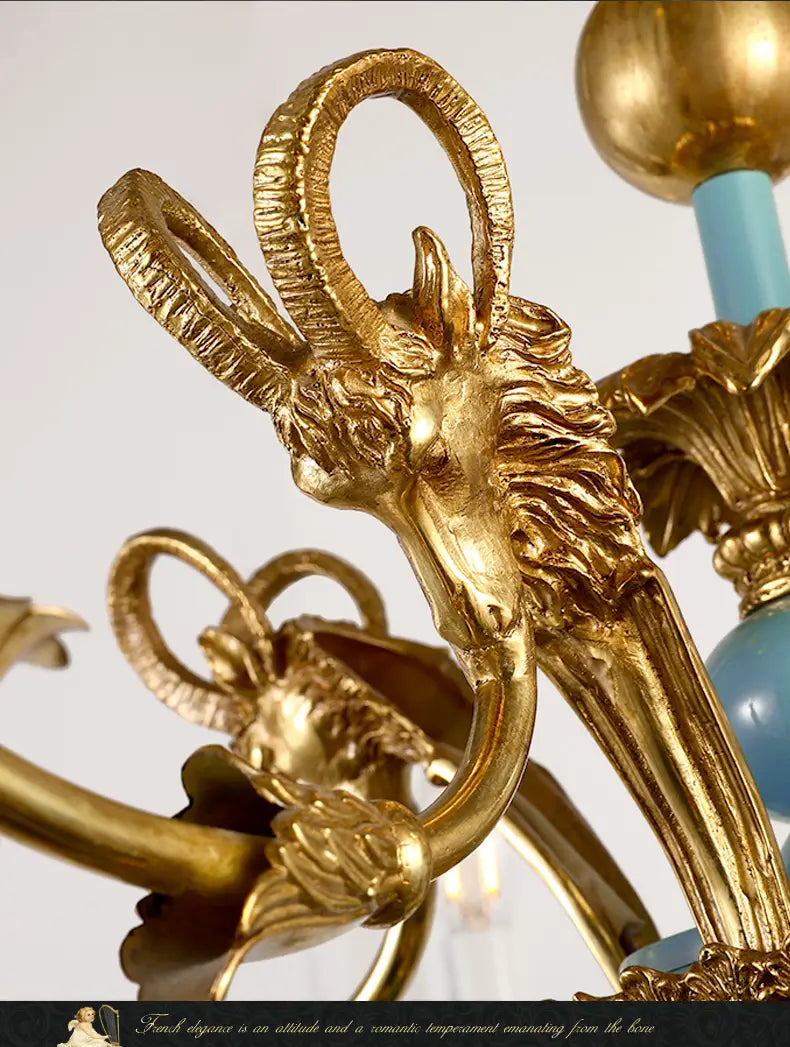 Nouveau - Vintage French Full Brass Decorative Chandelier