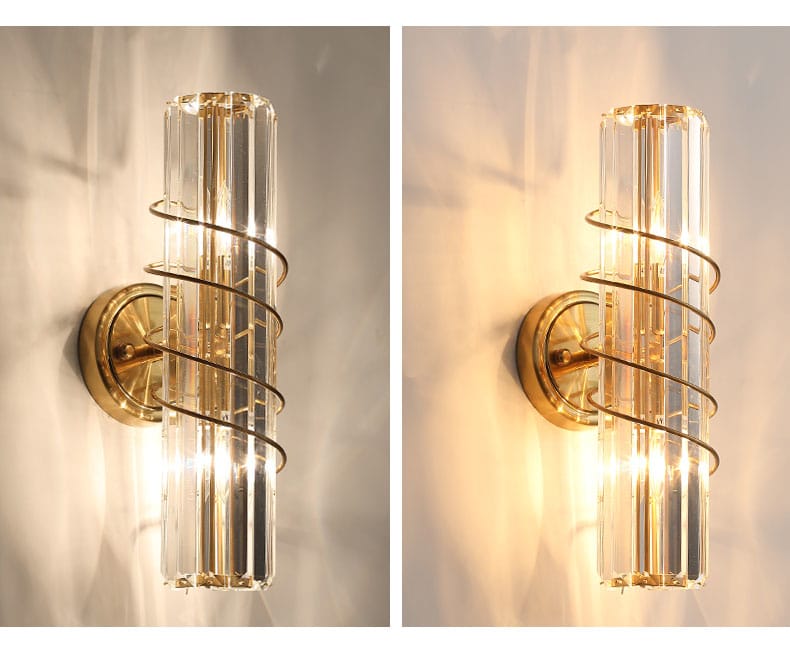 Modern Light Luxury Cylindrical Crystal Wall Lamp Living