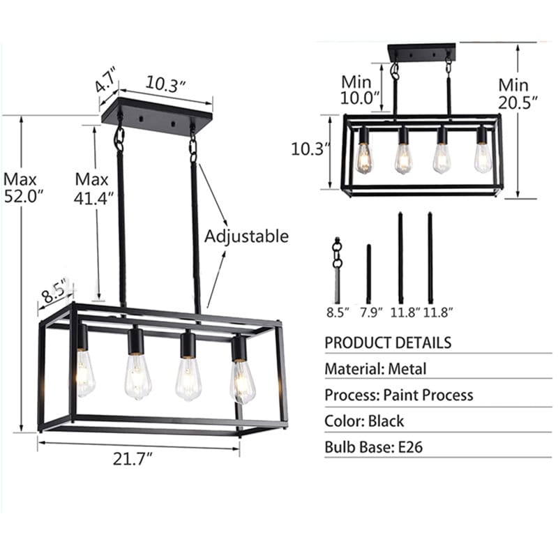 American retro iron chandelier dining room kitchen study