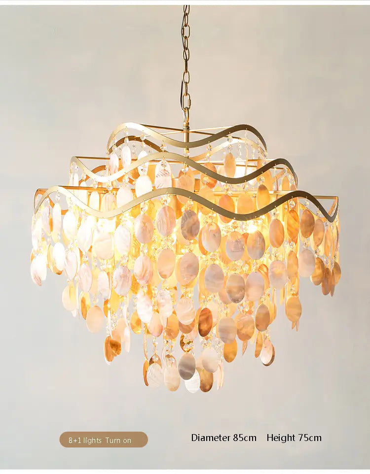 Ac90-260v White Capiz Pendant Lamp Seashell Chandeliers