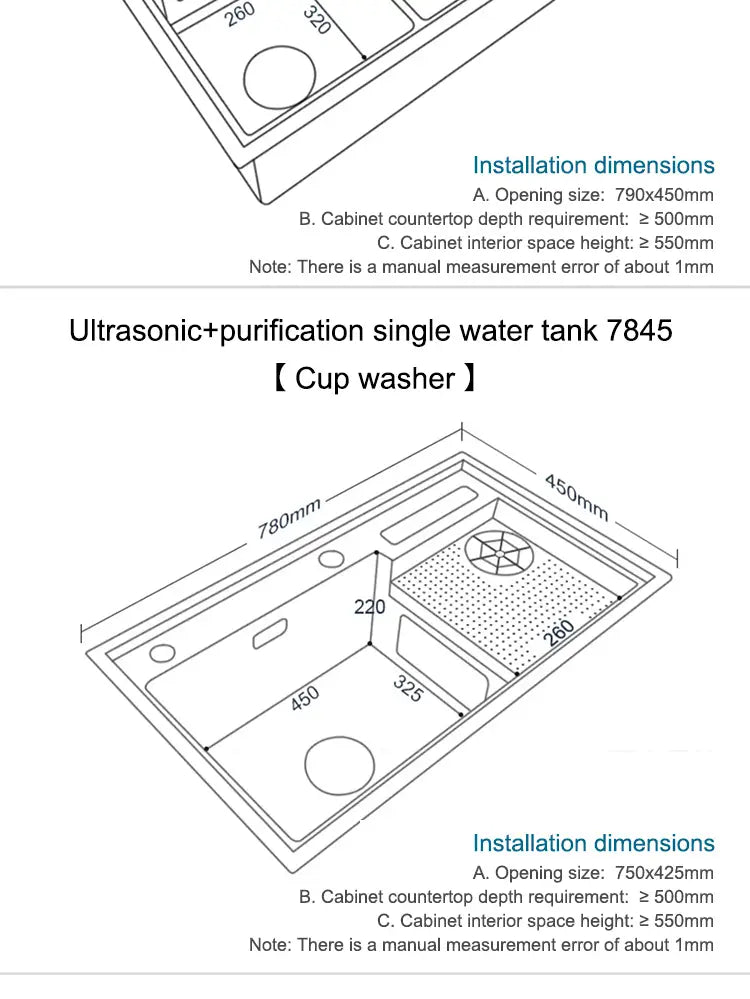 Kitchen Sink Stainless Steel Dishwashing Sink Ultrasonic