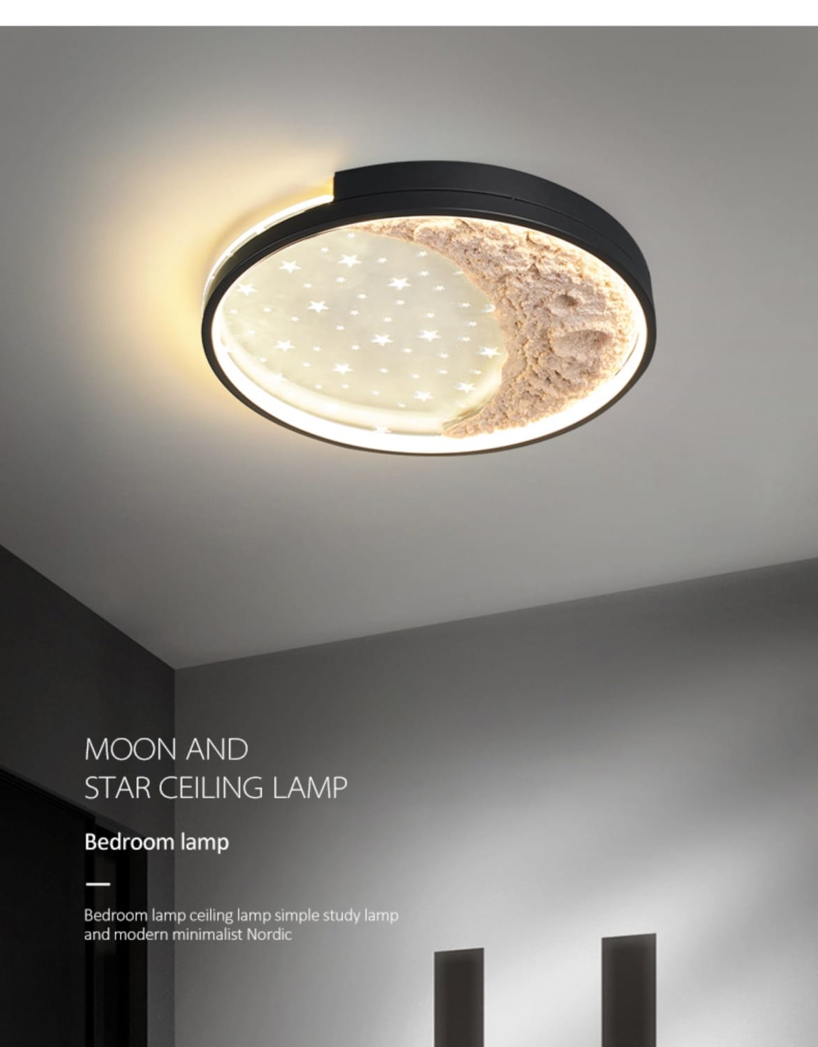 Modern Moon Ceiling Light Luxury Simple Bedroom Chandelier