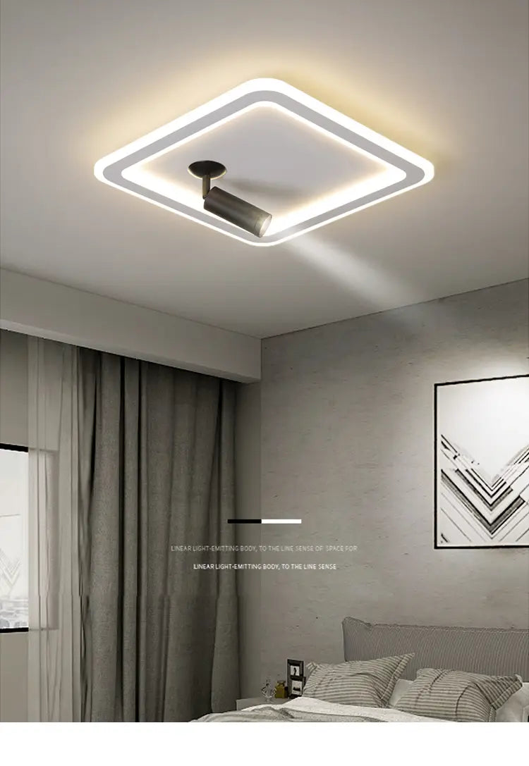 Modern square Led Chandelier With spotlights For Bedroom