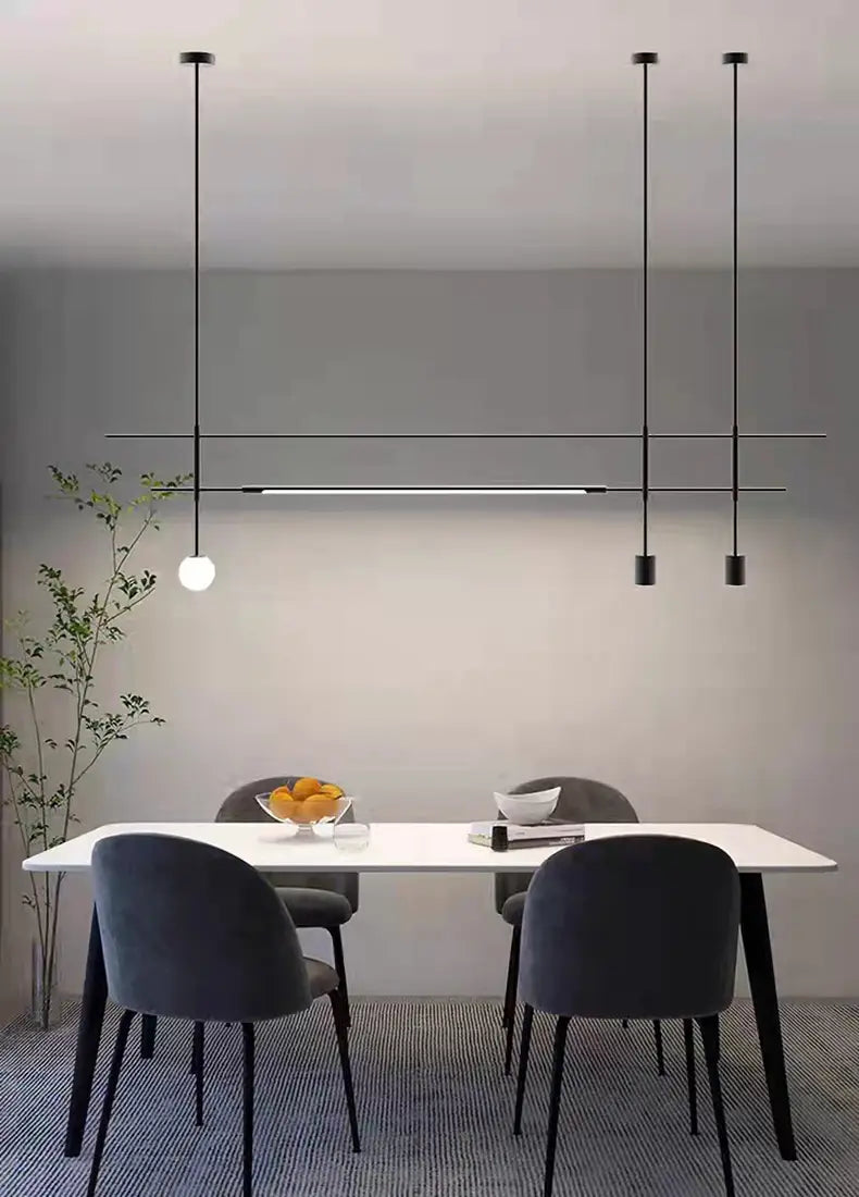 Sleek Height-Adjustable Dining Room Chandelier - Minimalist