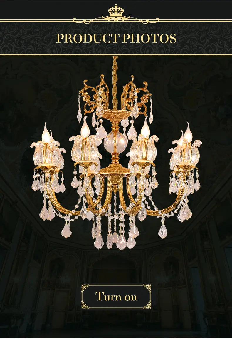 Noble - Luxury French Brass Pendant Lamp Gold Chandelier